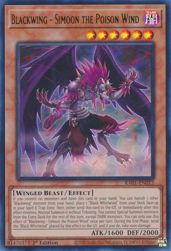 Blackwing - Simoon the Poison Wind [RA01-EN012] Ultra Rare | Amazing Games TCG