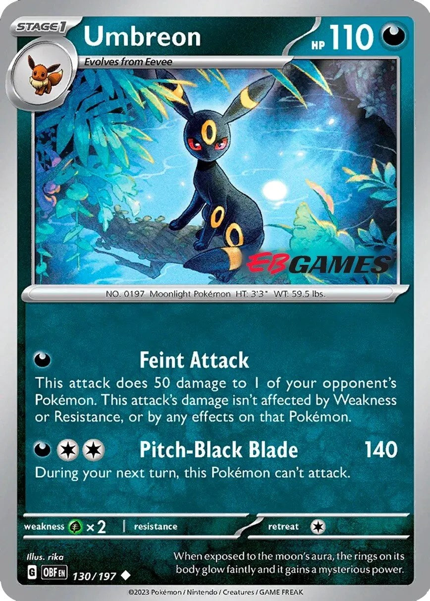 Umbreon (130/197) (EBGames Exclusive) [Scarlet & Violet: Obsidian Flames] | Amazing Games TCG