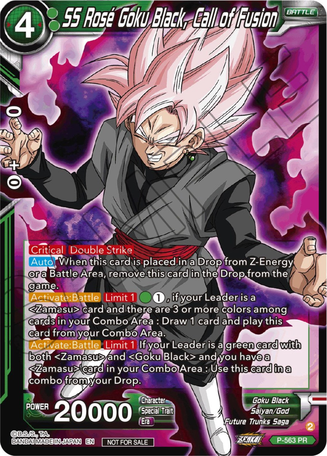 SS Rose Goku Black, Call of Fusion (Zenkai Series Tournament Pack Vol.6) (P-563) [Tournament Promotion Cards] | Amazing Games TCG