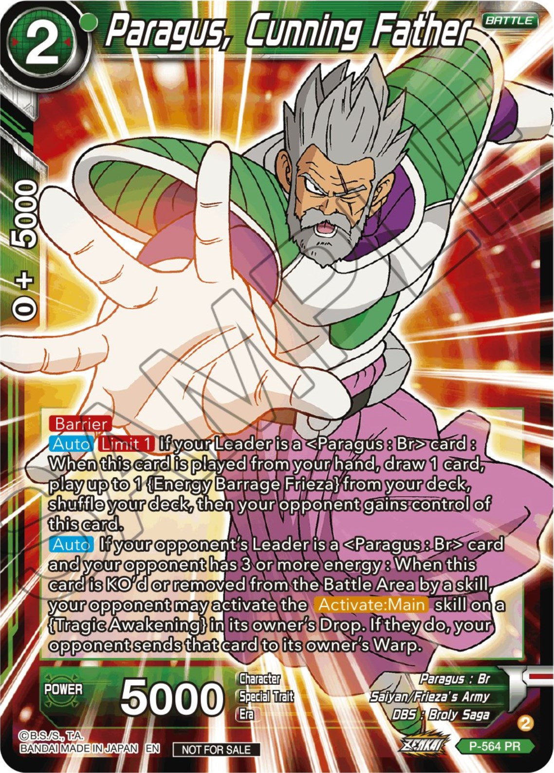 Paragus, Cunning Father (Zenkai Series Tournament Pack Vol.6) (P-564) [Tournament Promotion Cards] | Amazing Games TCG