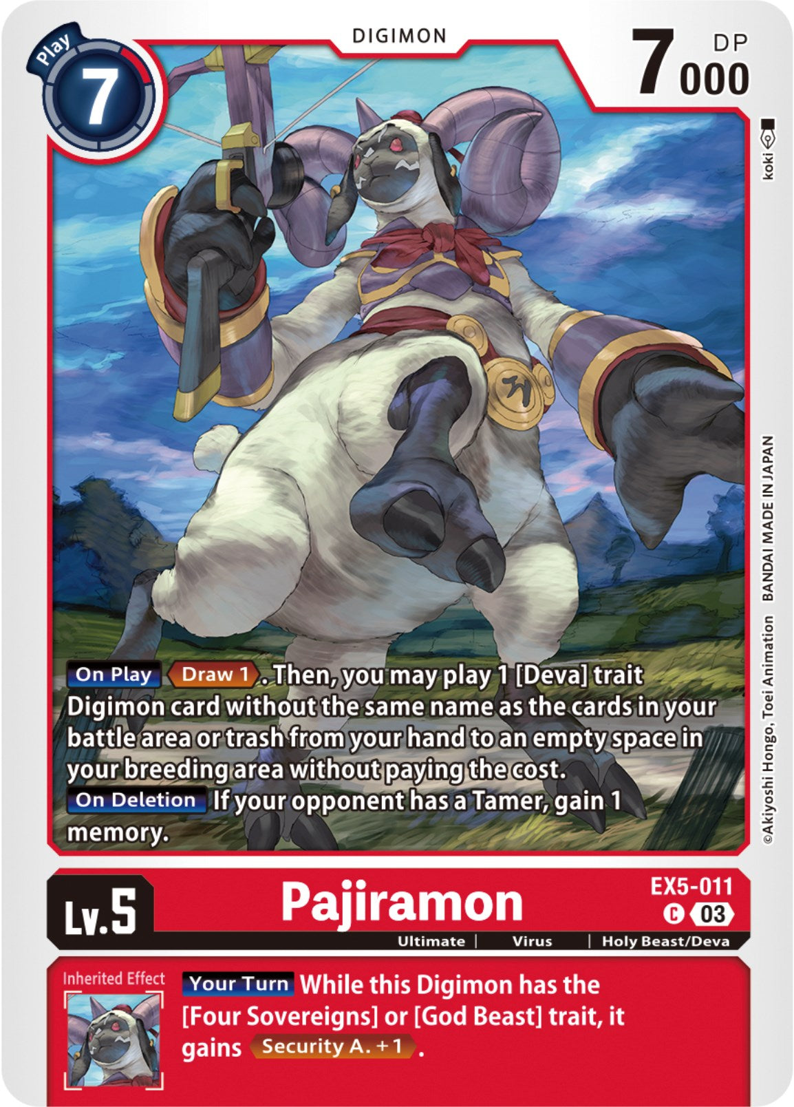 Pajiramon [EX5-011] [Animal Colosseum] | Amazing Games TCG