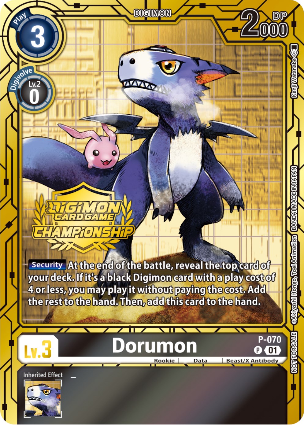 Dorumon [P-070] (Championship 2023 Gold Card Set) [Promotional Cards] | Amazing Games TCG