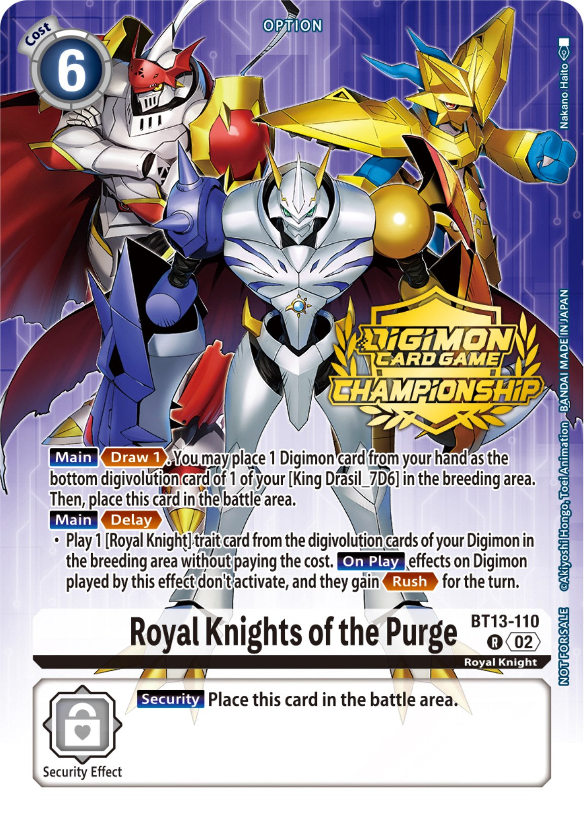 Royal Knights of the Purge [BT13-110] (Championship 2023 Tamers Pack) [Versus Royal Knights Promos] | Amazing Games TCG