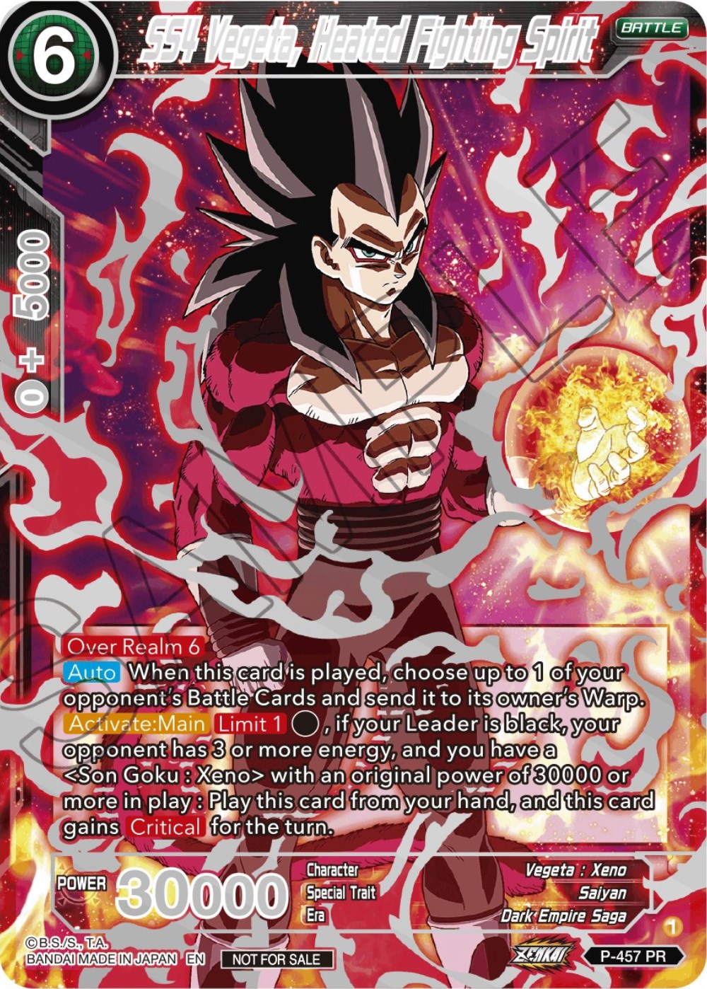 SS4 Vegeta, Heated Fighting Spirit (Championship 2023 Reward Alternate Art Card Set) (Holo) (P-457) [Tournament Promotion Cards] | Amazing Games TCG