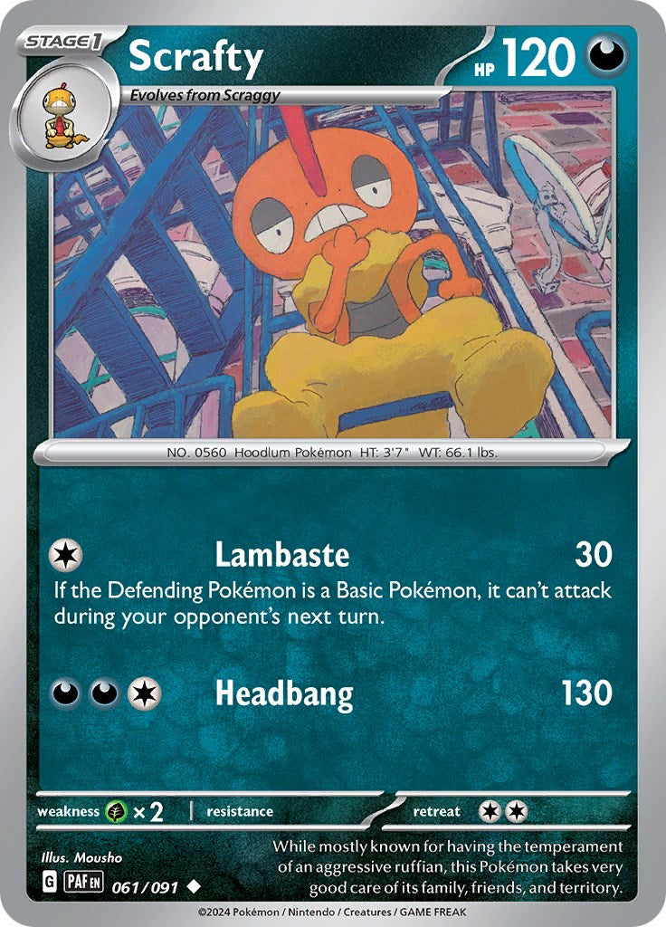 Scrafty (061/091) [Scarlet & Violet: Paldean Fates] | Amazing Games TCG