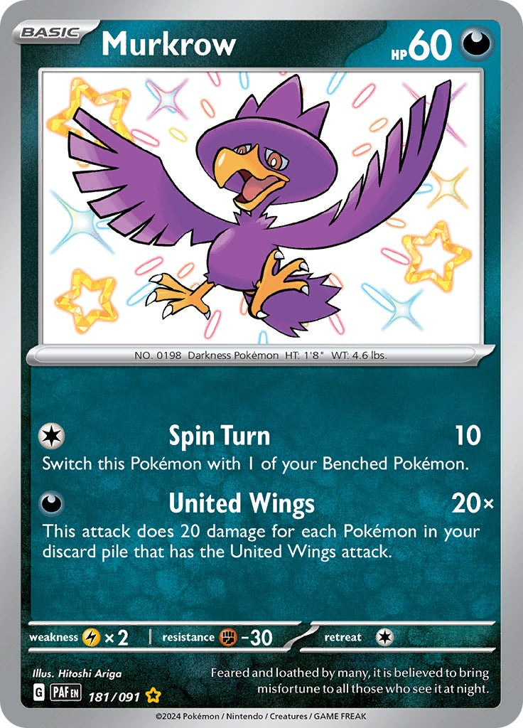 Murkrow (181/091) [Scarlet & Violet: Paldean Fates] | Amazing Games TCG