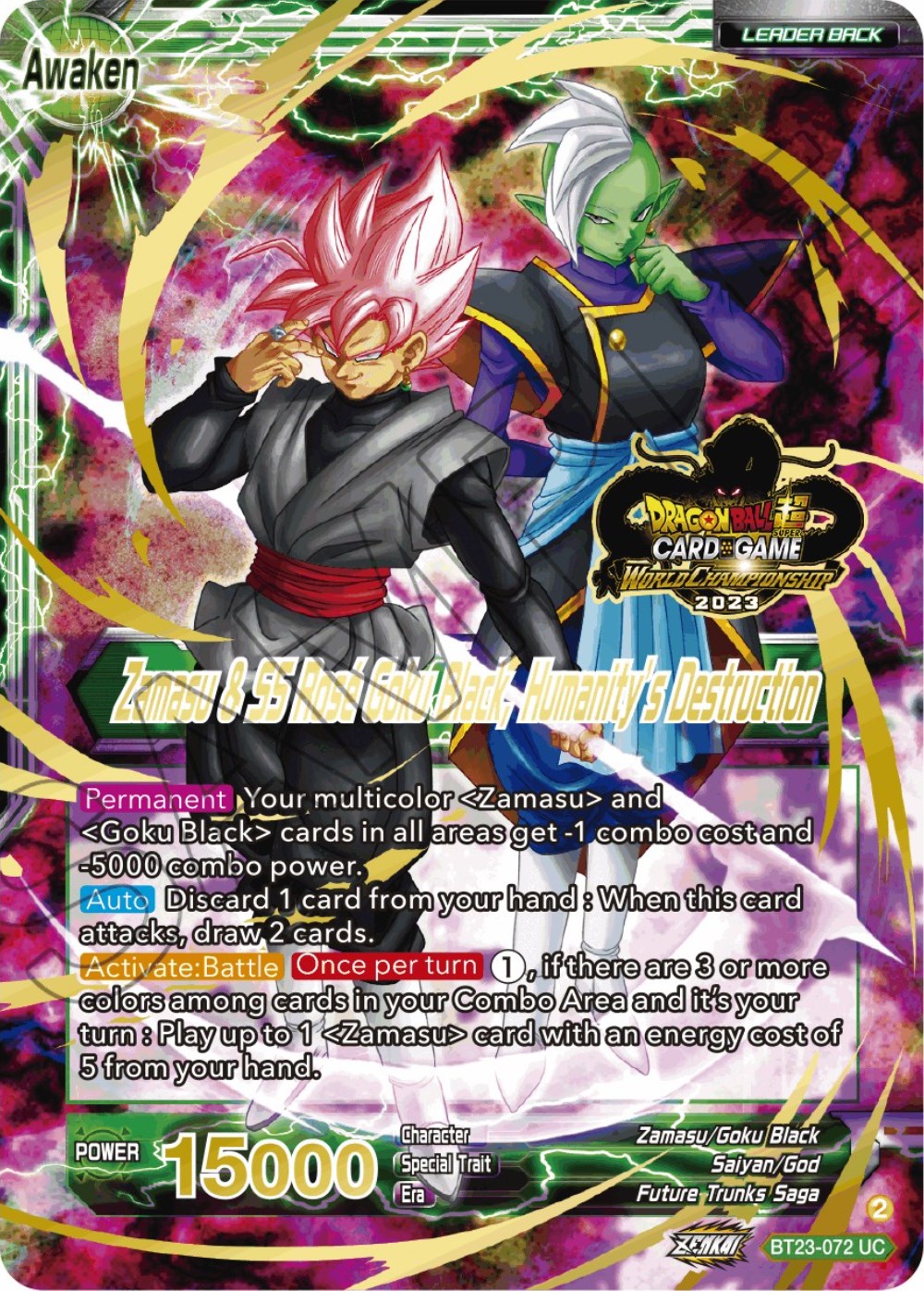 Zamasu & Goku Black // Zamasu & SS Rose Goku Black, Humanity's Destruction (2023 Worlds ZENKAI 06 Leader Set) (BT23-072) [Tournament Promotion Cards] | Amazing Games TCG