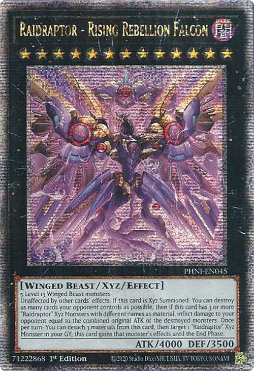 Raidraptor - Rising Rebellion Falcon [PHNI-EN045] Quarter Century Secret Rare | Amazing Games TCG