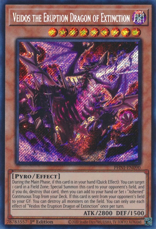 Veidos the Eruption Dragon of Extinction [PHNI-EN090] Secret Rare | Amazing Games TCG