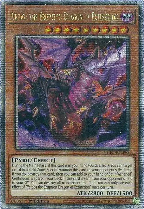 Veidos the Eruption Dragon of Extinction [PHNI-EN090] Quarter Century Secret Rare | Amazing Games TCG