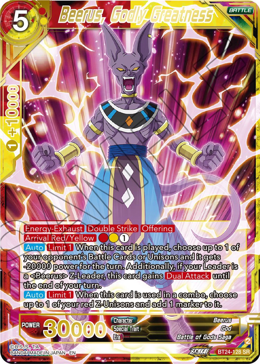 Beerus, Godly Greatness (BT24-128) [Beyond Generations] | Amazing Games TCG