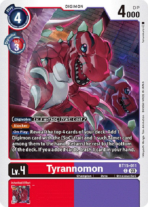 Tyrannomon [BT15-011] [Exceed Apocalypse] | Amazing Games TCG