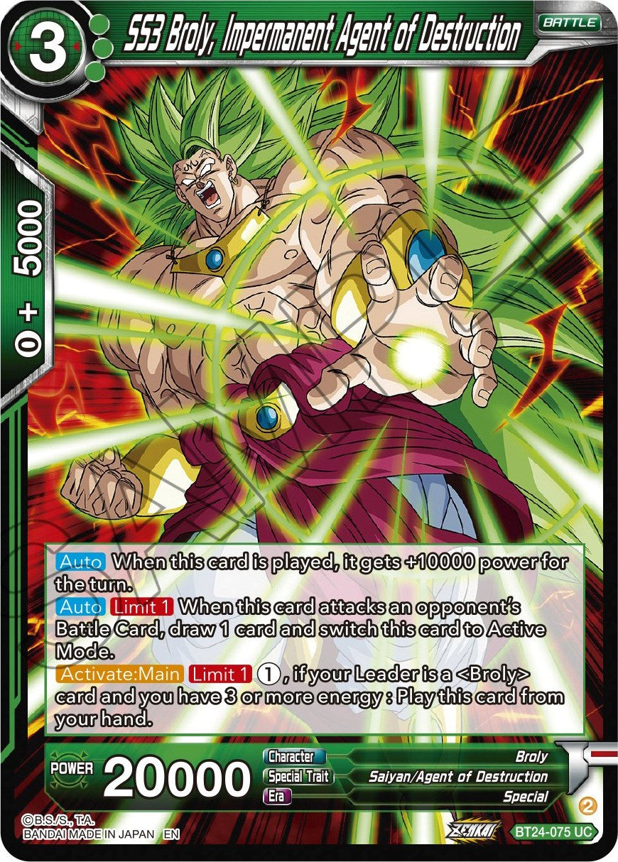 SS3 Broly, Impermanent Agent of Destruction (BT24-075) [Beyond Generations] | Amazing Games TCG