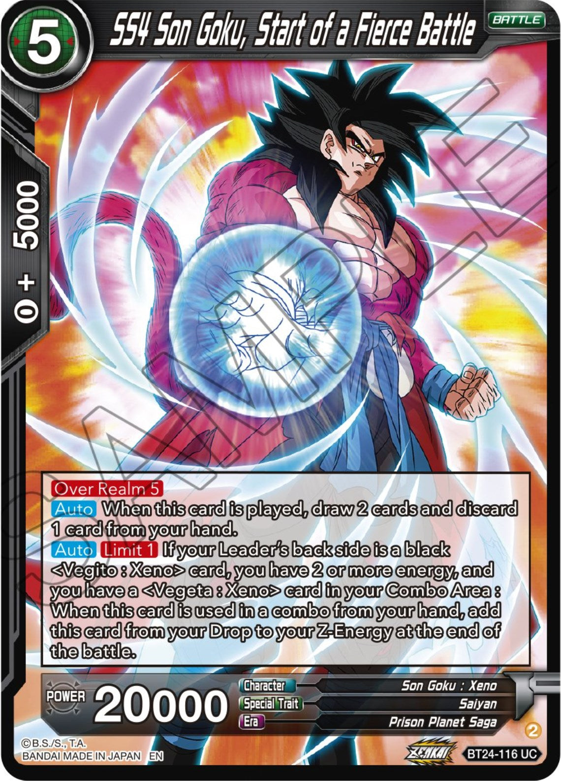 SS4 Son Goku, Starts of a Fierce Battle (BT24-116) [Beyond Generations] | Amazing Games TCG