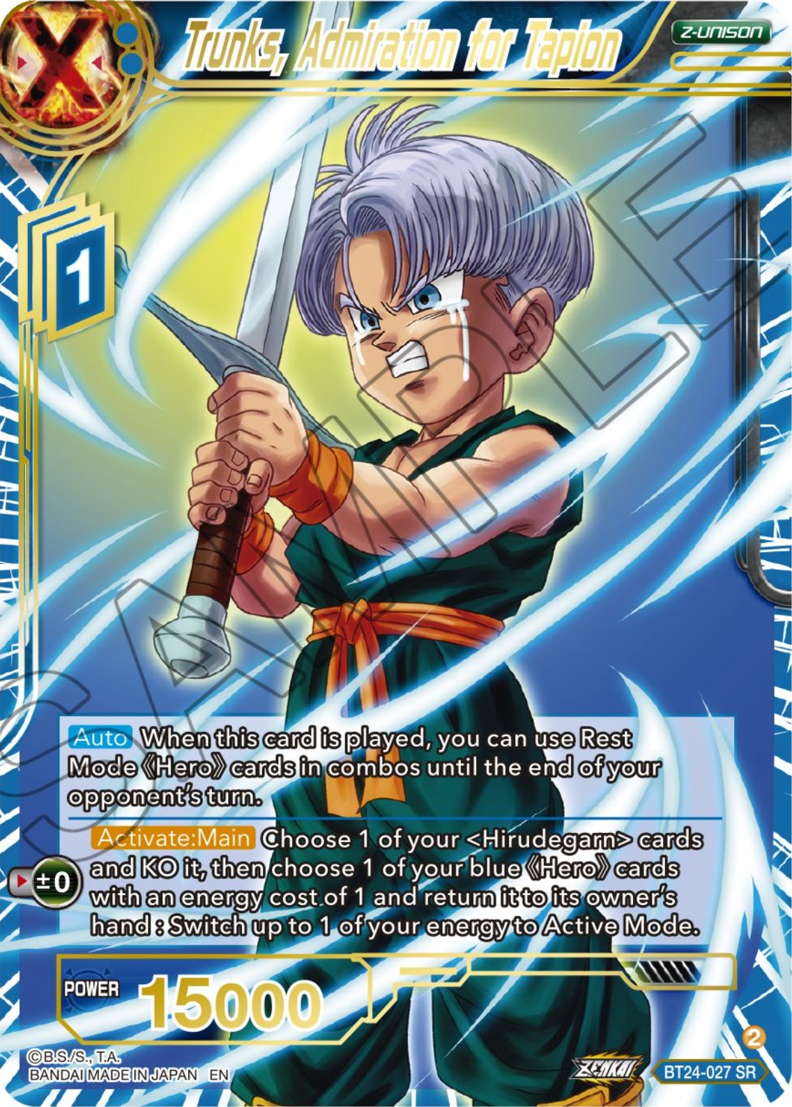 Trunks, Admiration of Tapion (BT24-027) [Beyond Generations] | Amazing Games TCG