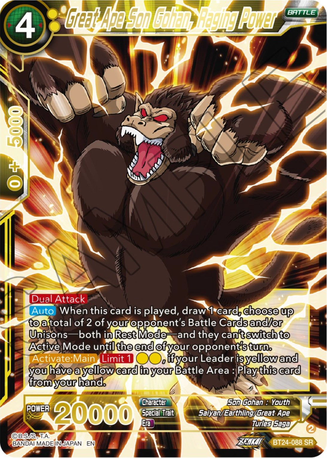 Great Ape Son Gohan, Raging Power (BT24-088) [Beyond Generations] | Amazing Games TCG