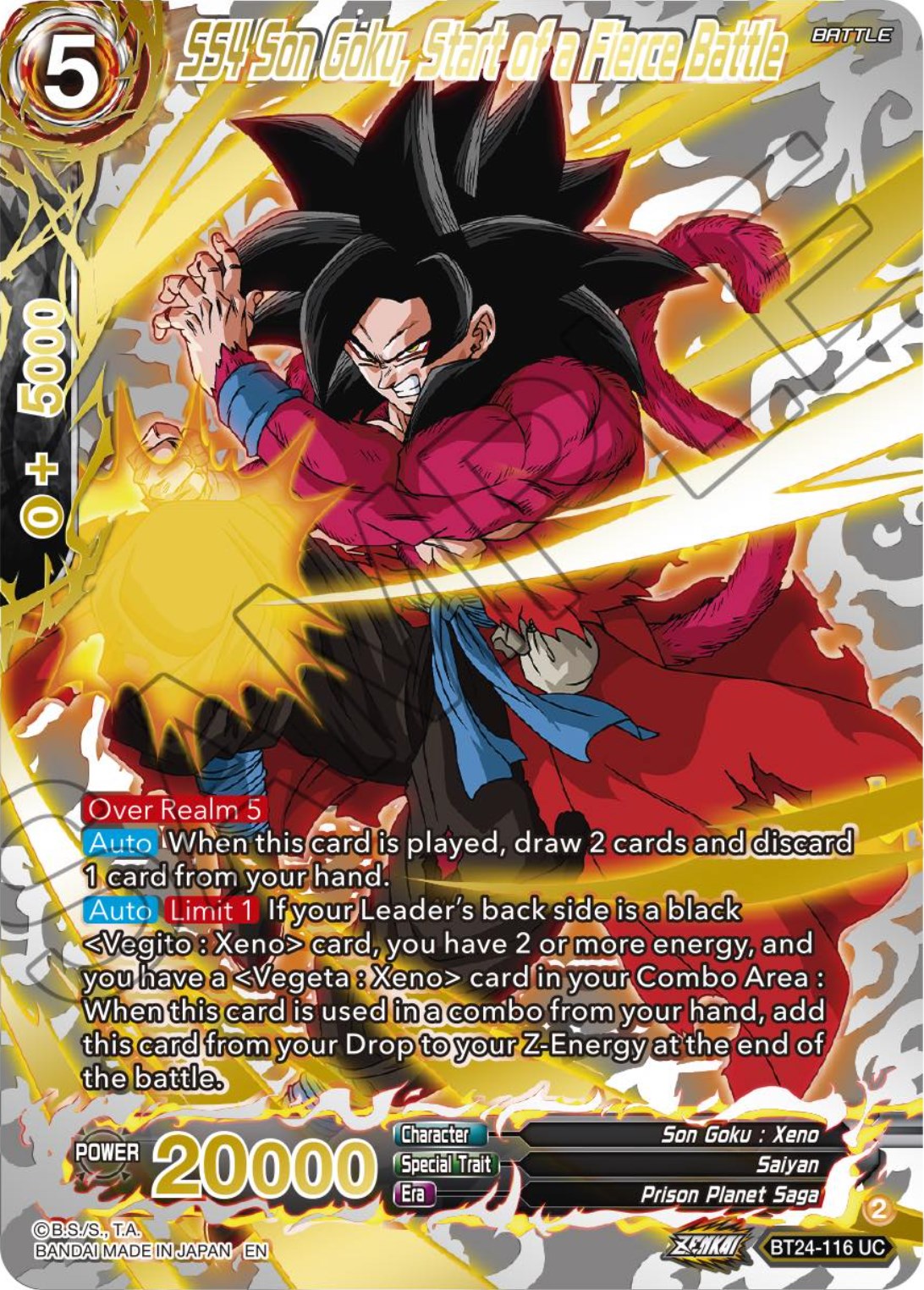 SS4 Son Goku, Start of a Fierce Battle (Collector Booster) (BT24-116) [Beyond Generations] | Amazing Games TCG