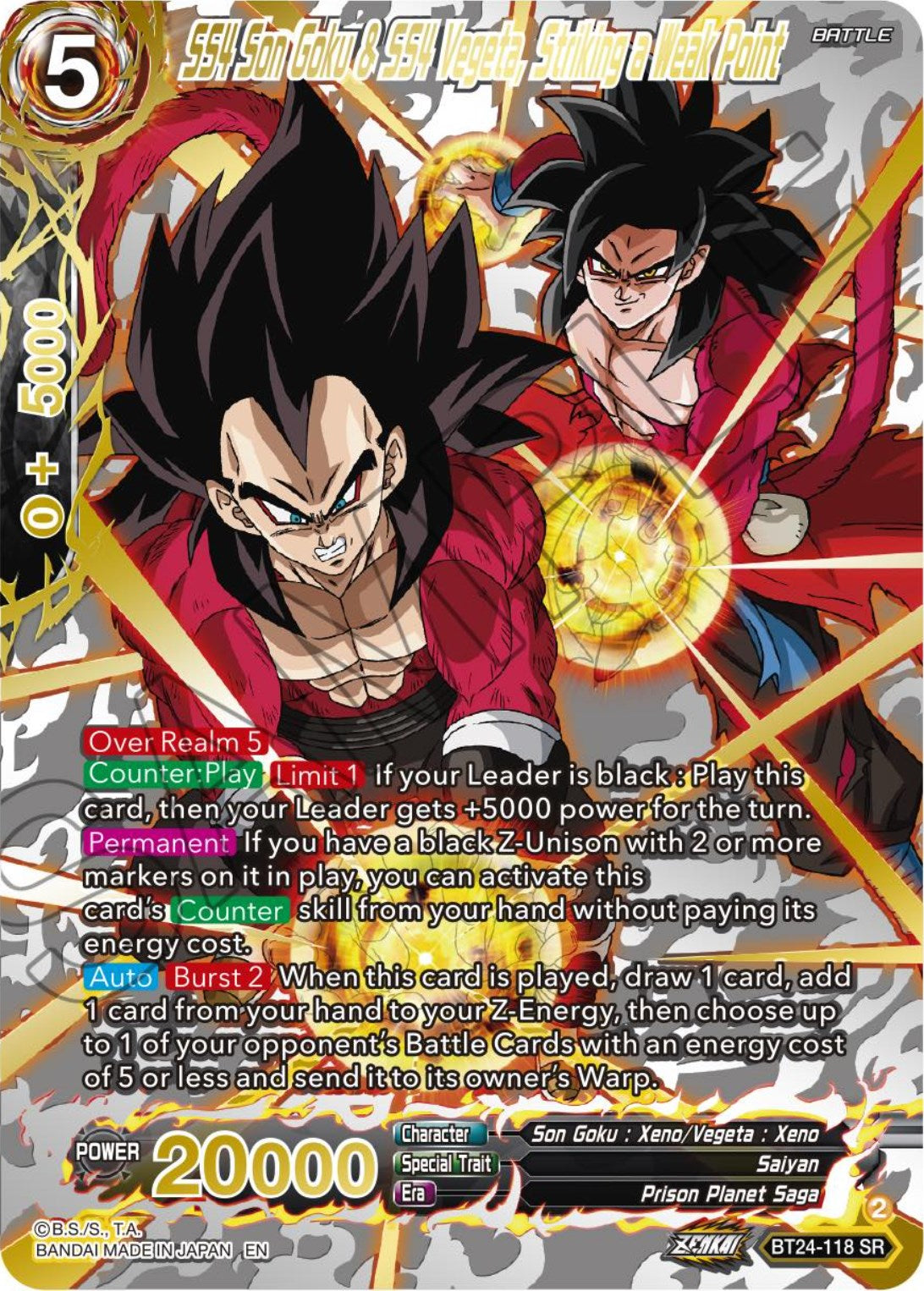 SS4 Son Goku & SS4 Vegeta, Striking a Weak Point (Collector Booster) (BT24-118) [Beyond Generations] | Amazing Games TCG