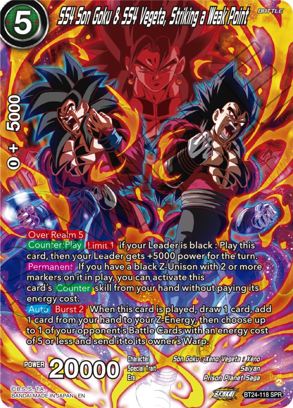 SS4 Son Goku & SS4 Vegeta, Striking a Weak Point (SPR) (BT24-118) [Beyond Generations] | Amazing Games TCG