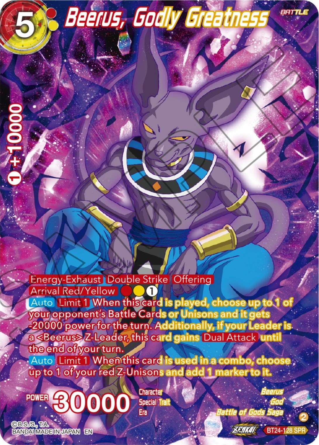 Beerus, Godly Greatness (SPR) (BT24-128) [Beyond Generations] | Amazing Games TCG