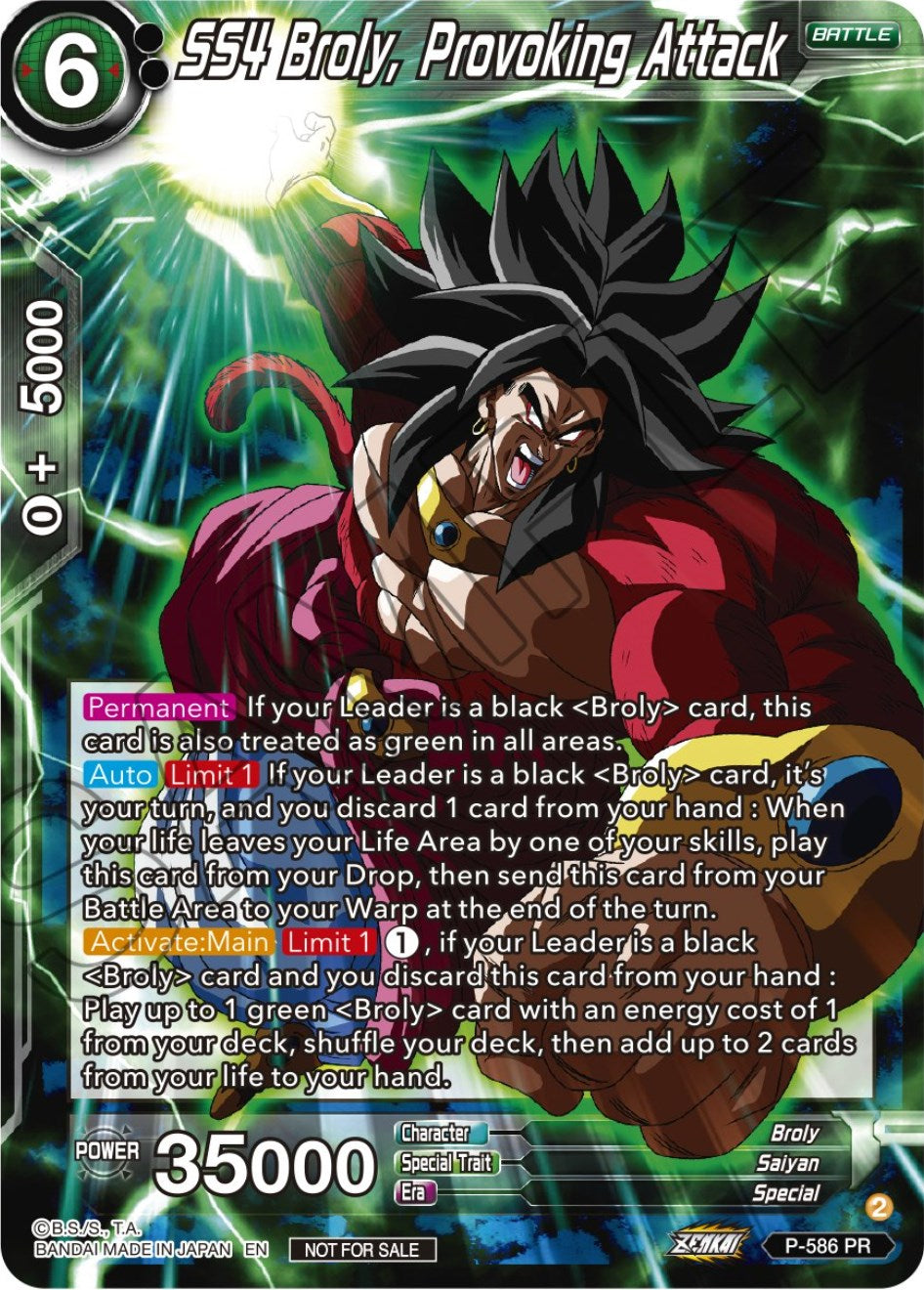 SS4 Broly, Provoking Attack (Zenkai Series Tournament Pack Vol.7) (P-586) [Tournament Promotion Cards] | Amazing Games TCG