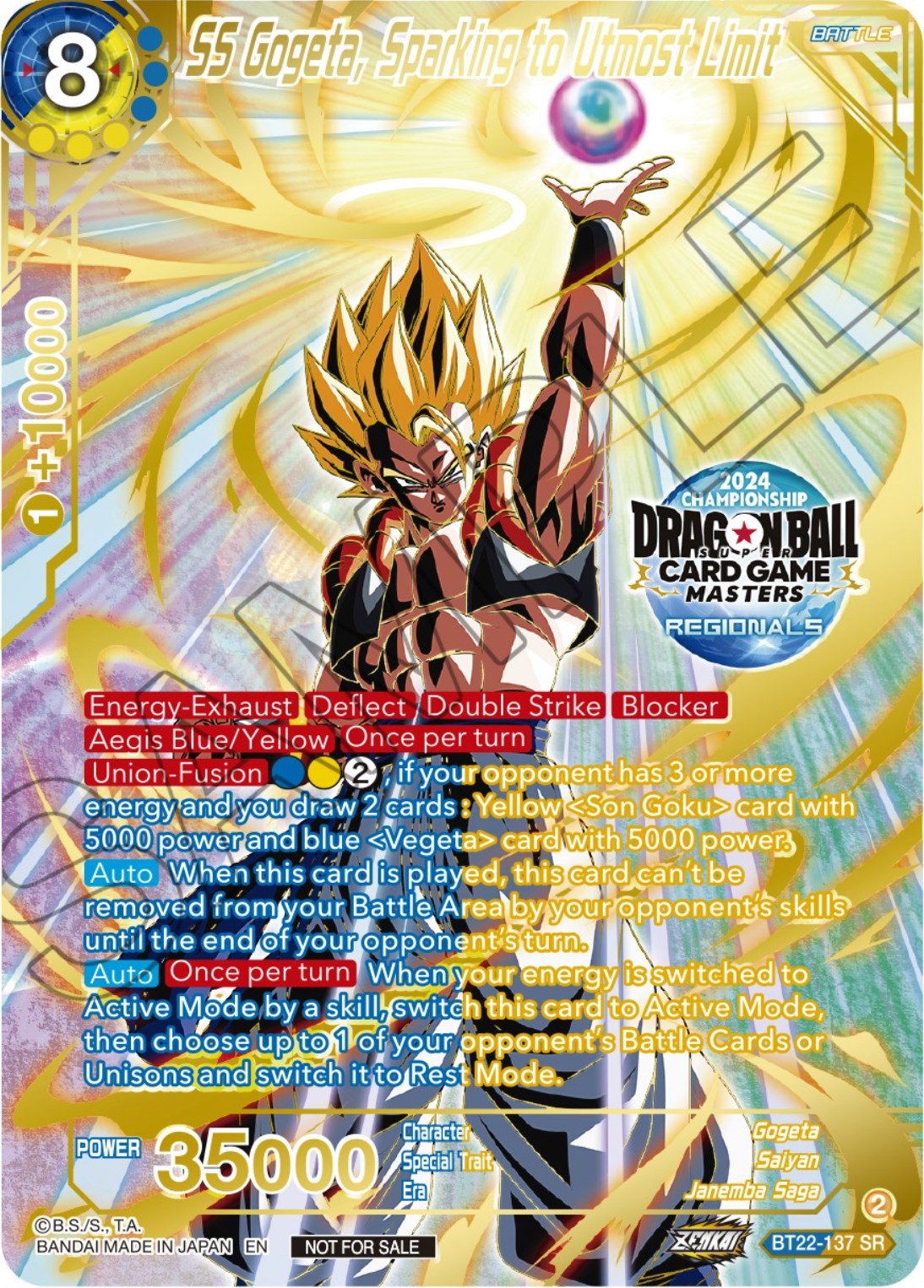 SS Gogeta, Sparking to Utmost Limit (2024 Championship Regionals Top 16) (BT22-137) [Tournament Promotion Cards] | Amazing Games TCG