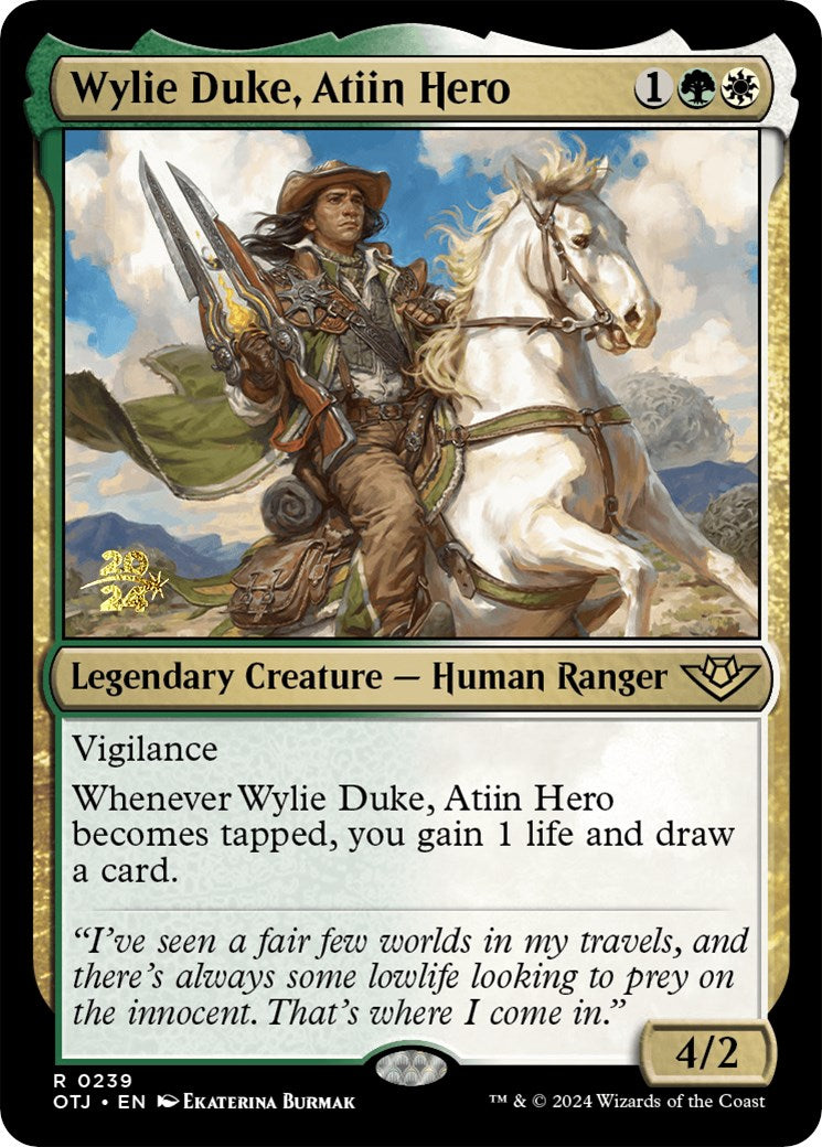 Wylie Duke, Atiin Hero [Outlaws of Thunder Junction Prerelease Promos] | Amazing Games TCG