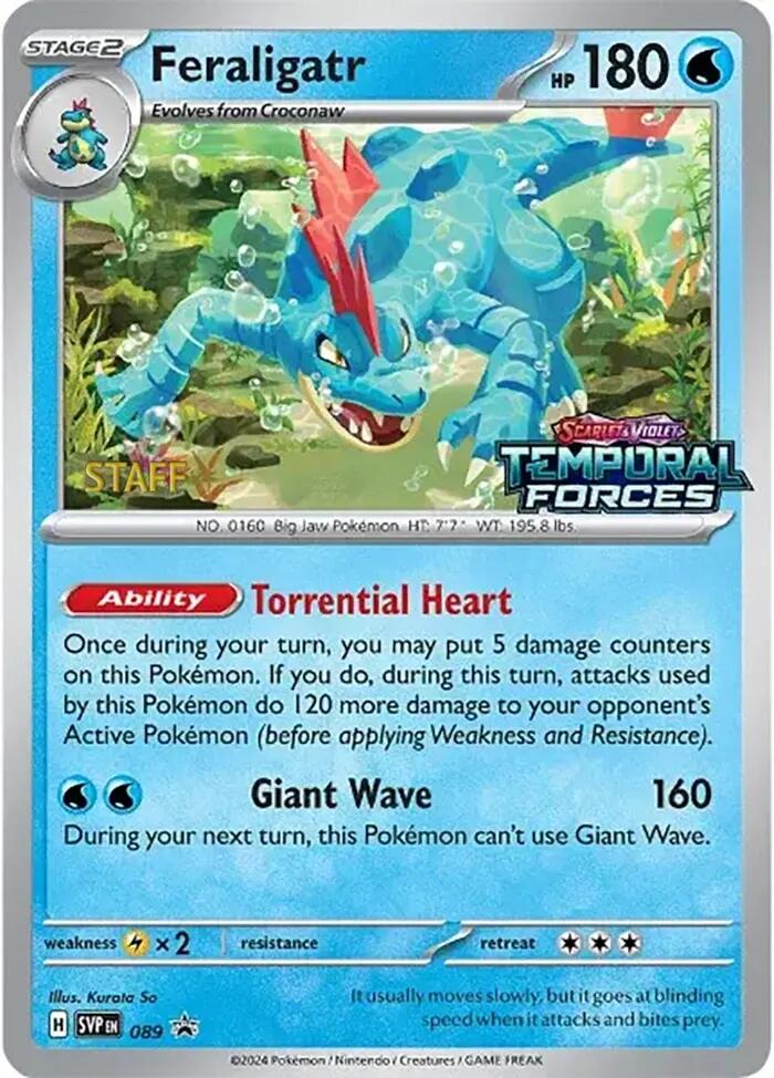 Feraligatr (089) (Staff Prerelease Promo) [Scarlet & Violet: Black Star Promos] | Amazing Games TCG