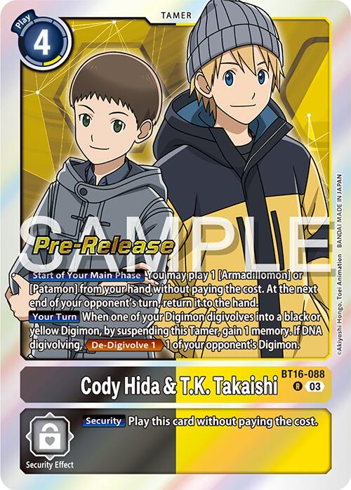 Cody Hida & T.K. Takaishi [BT16-088] [Beginning Observer Pre-Release Promos] | Amazing Games TCG
