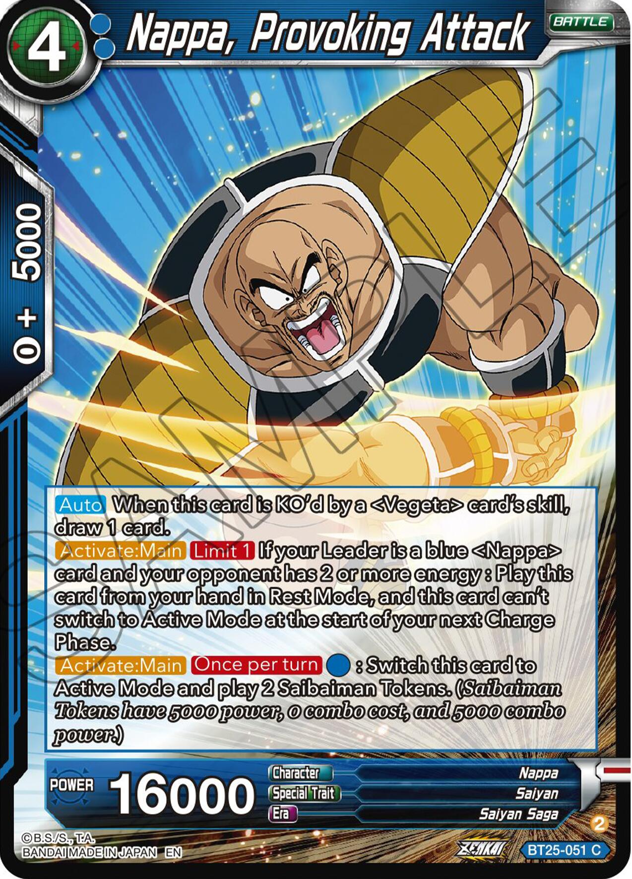 Nappa, Provoking Attack (BT25-051) [Legend of the Dragon Balls] | Amazing Games TCG