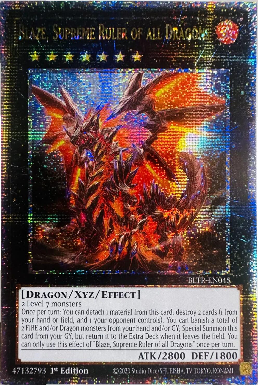 Blaze, Supreme Ruler of all Dragons (Quarter Century Secret Rare) [BLTR-EN045] Quarter Century Secret Rare | Amazing Games TCG