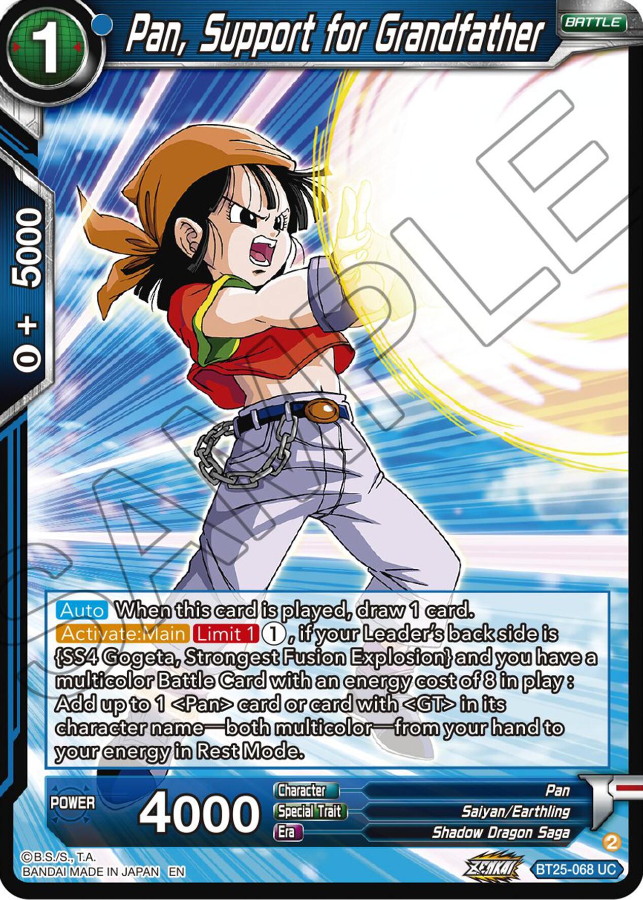 Pan, Support for Grandfather (BT25-068 UC) [Legend of the Dragon Balls] | Amazing Games TCG