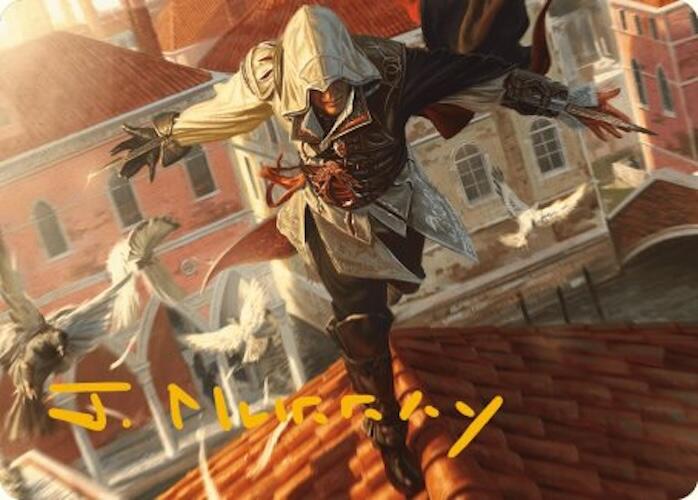 Ezio, Blade of Vengeance Art Card (Gold-Stamped Signature) [Assassin's Creed Art Series] | Amazing Games TCG
