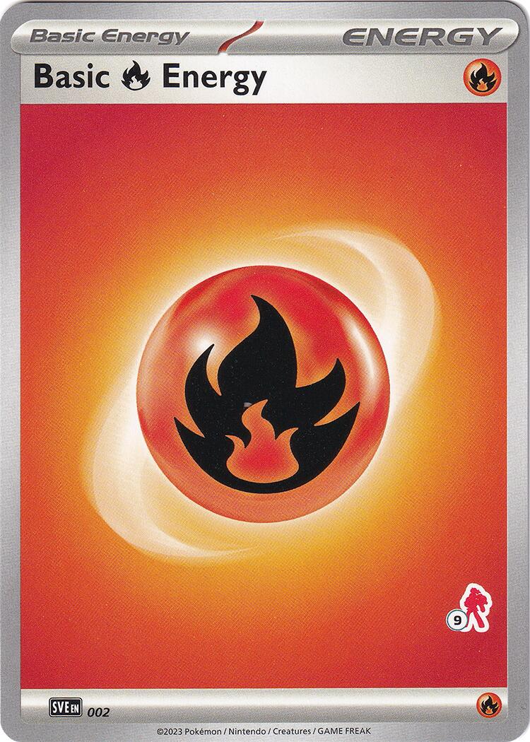 Basic Fire Energy (002) (Armarouge Stamp #9) [Battle Academy 2024] | Amazing Games TCG