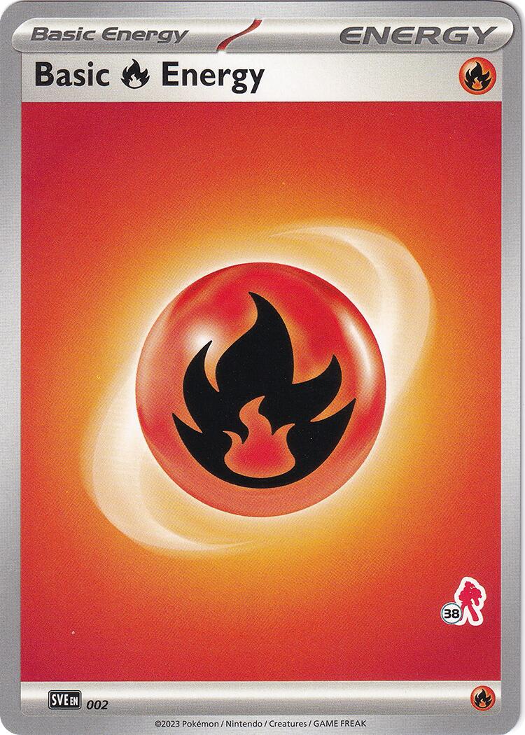 Basic Fire Energy (002) (Armarouge Stamp #38) [Battle Academy 2024] | Amazing Games TCG