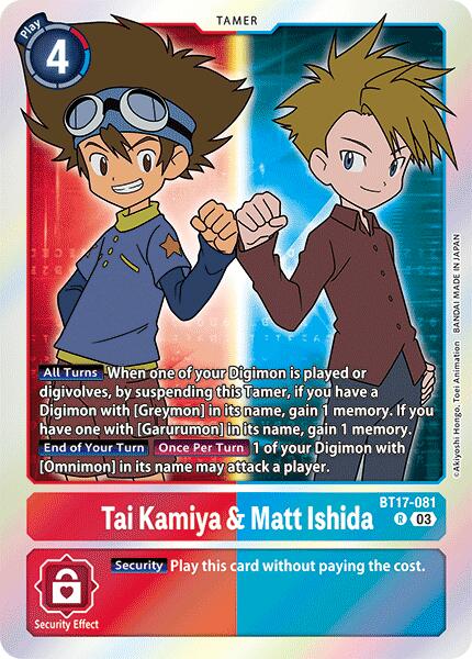 Tai Kamiya & Matt Ishida [BT17-081] [Secret Crisis] | Amazing Games TCG