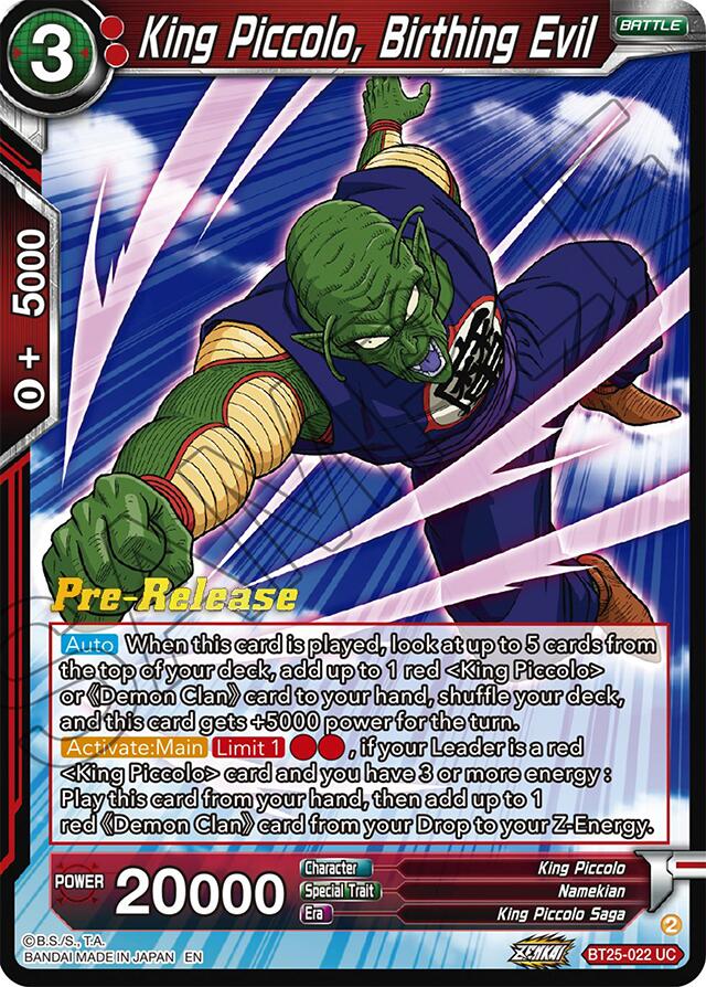 King Piccolo, Birthing Evil (BT25-022) [Legend of the Dragon Balls Prerelease Promos] | Amazing Games TCG