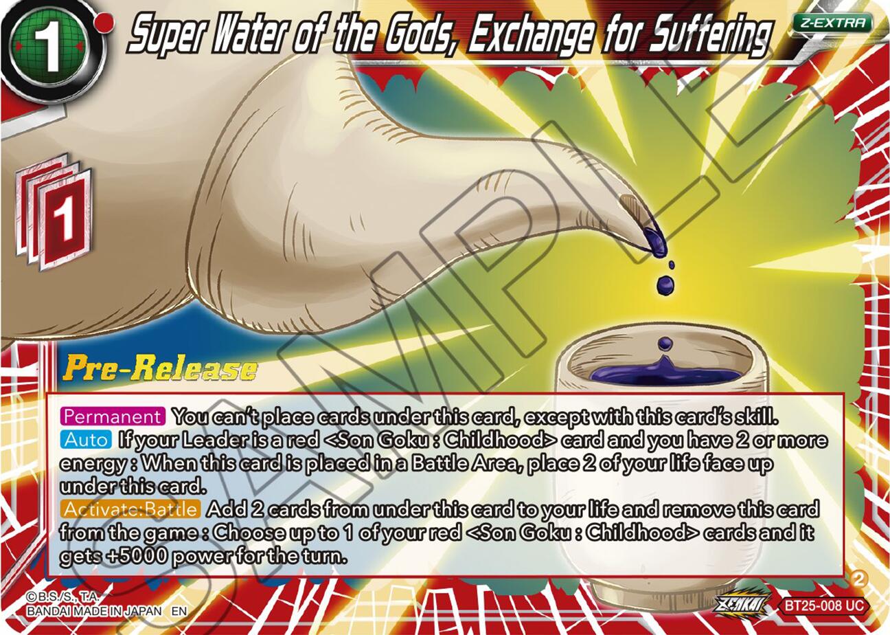 Super Water of the Gods, Exchange for Suffering (BT25-008) [Legend of the Dragon Balls Prerelease Promos] | Amazing Games TCG