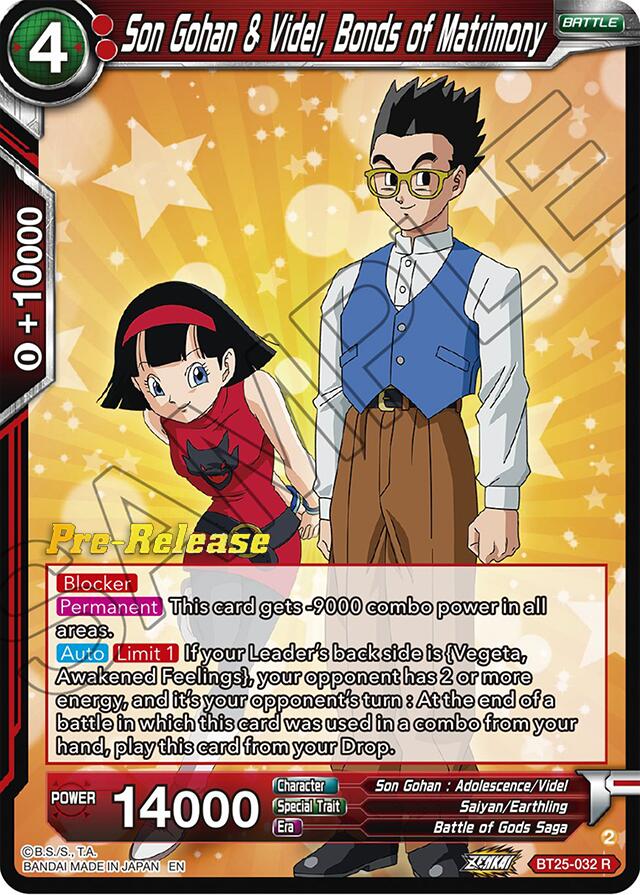 Son Gohan & Videl, Bonds of Matrimony (BT25-032) [Legend of the Dragon Balls Prerelease Promos] | Amazing Games TCG