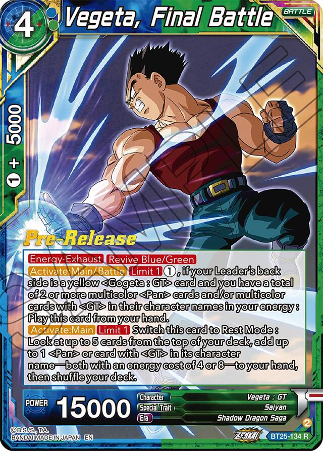 Vegeta, Final Battle (BT25-134) [Legend of the Dragon Balls Prerelease Promos] | Amazing Games TCG