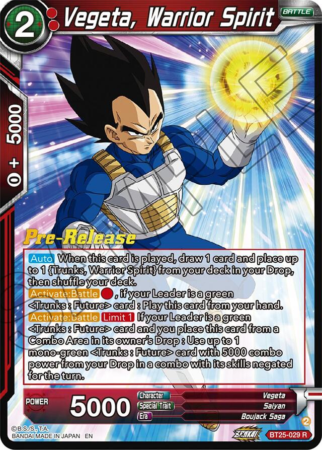 Vegeta, Warrior Spirit (BT25-029) [Legend of the Dragon Balls Prerelease Promos] | Amazing Games TCG