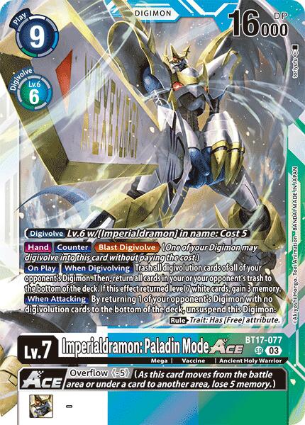 Imperialdramon: Paladin Mode ACE [BT17-077] [Secret Crisis] | Amazing Games TCG