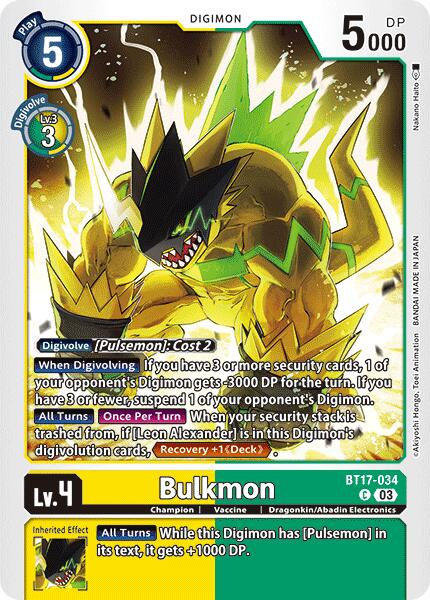 Bulkmon [BT17-034] [Secret Crisis] | Amazing Games TCG