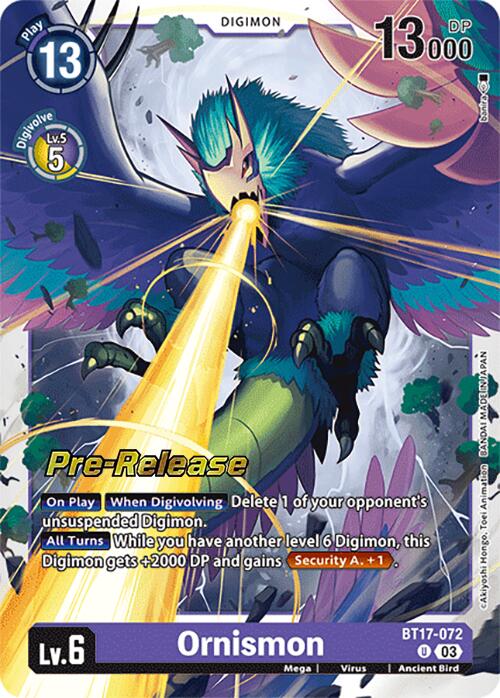 Ornismon [BT17-072] [Secret Crisis Pre-Release Cards] | Amazing Games TCG