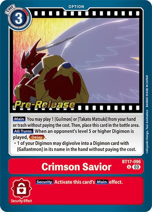 Crimson Savior [BT17-096] [Secret Crisis Pre-Release Cards] | Amazing Games TCG