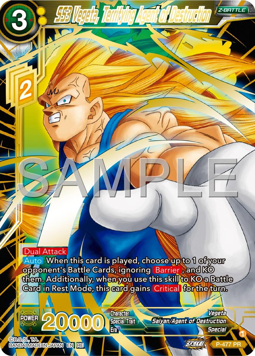 SS3 Vegeta, Terrifying Agent of Destruction (Reprint) (P-477) [Premium 7th Anniversary Box 2024] | Amazing Games TCG