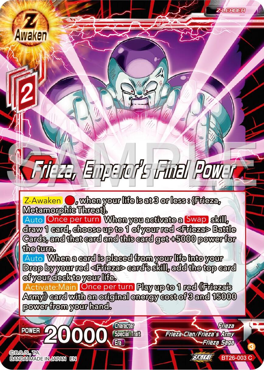 Frieza, Emperor's Final Power (BT26-003) [Ultimate Advent] | Amazing Games TCG