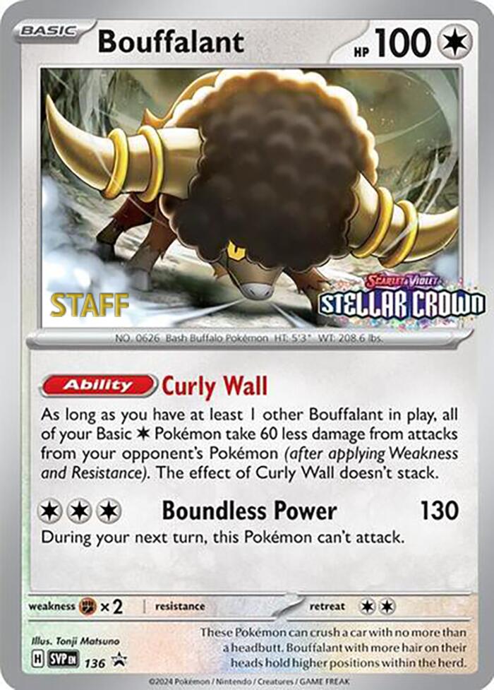 Bouffalant (136) (Staff Promo) [Scarlet & Violet: Black Star Promos] | Amazing Games TCG