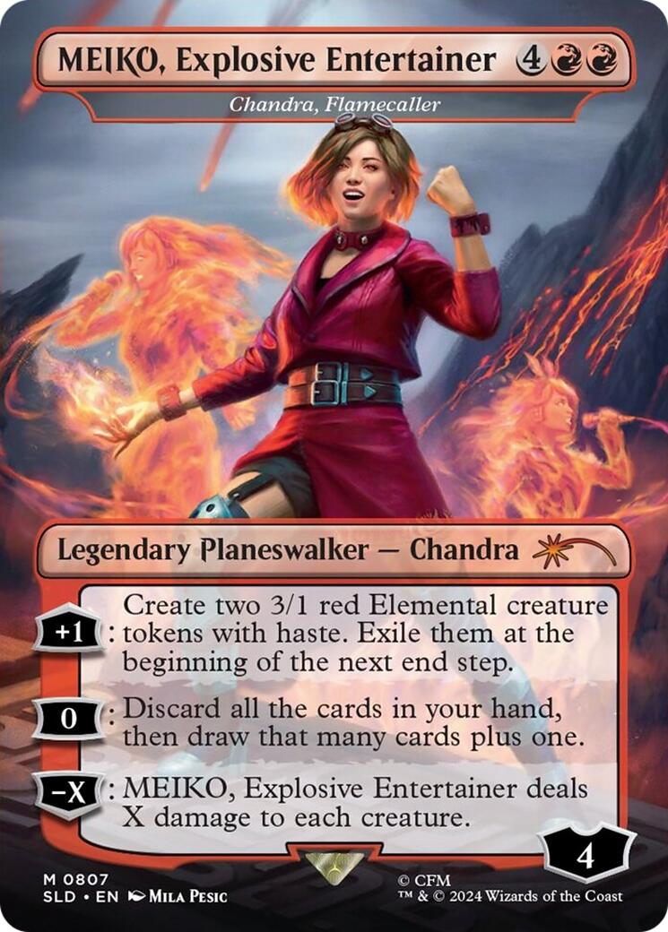 MEIKO, Explosive Entertainer - Chandra, Flamecaller (Rainbow Foil) [Secret Lair Drop Series] | Amazing Games TCG