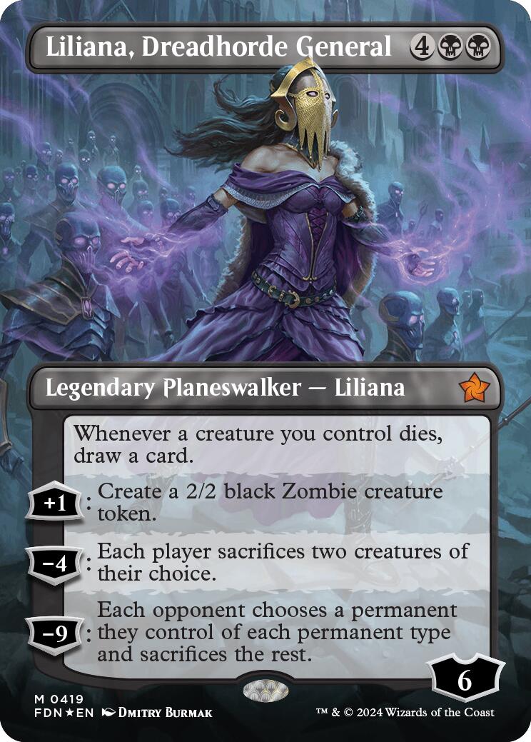 Liliana, Dreadhorde General (Borderless) (Mana Foil) [Foundations] | Amazing Games TCG